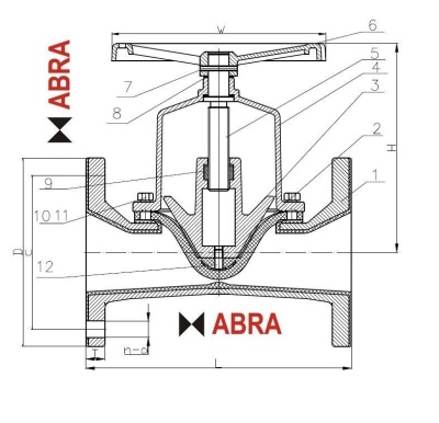 Диафрагменный (мембранный) вентиль ABRA-M8(X)FB GGG50. DN50-200 В Набережных Челнах